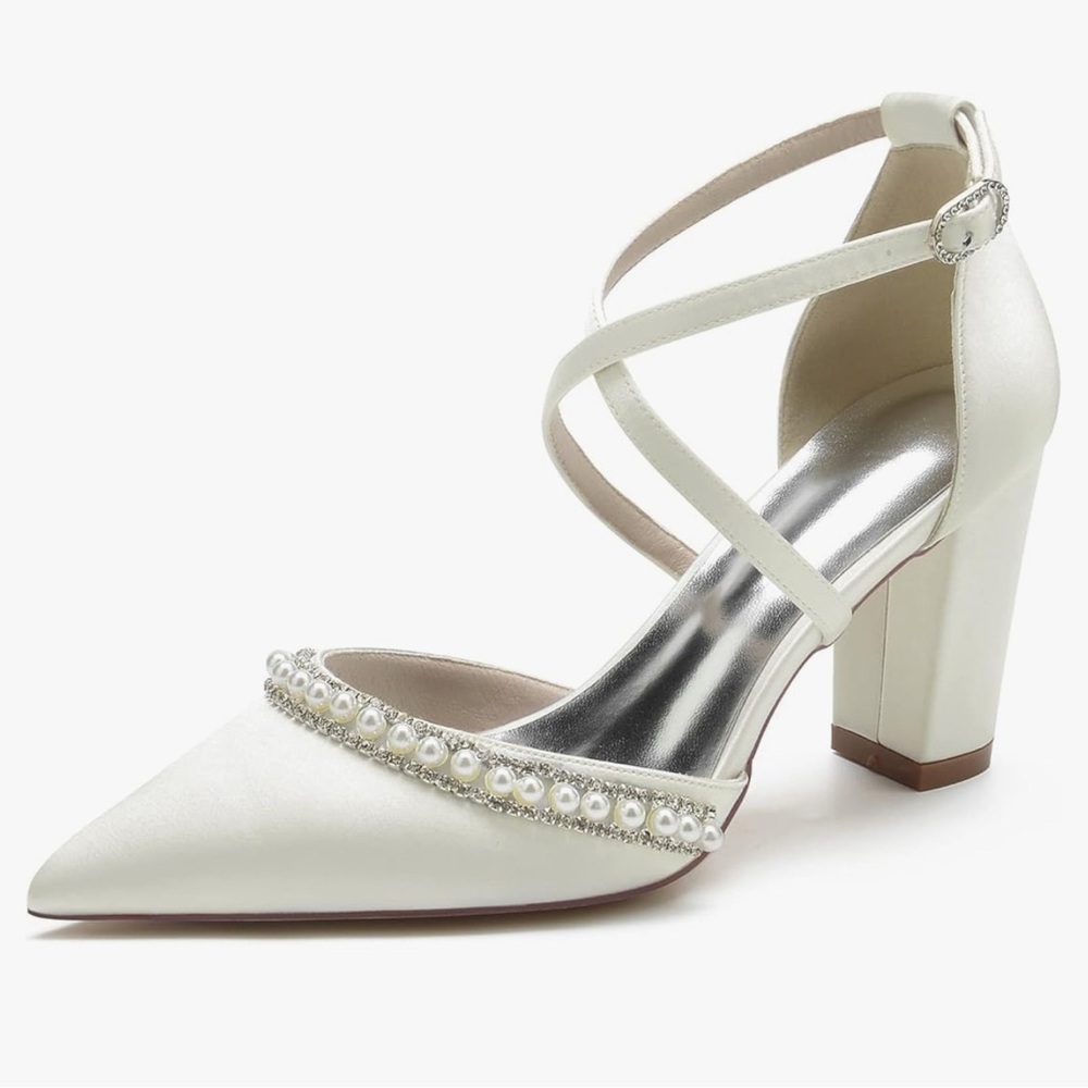 Elegant Ivory Pearl-Embellished Women's Heels